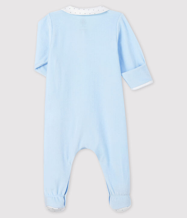 Pijama de terciopelo azul con cuello para beb&eacute; ni&ntilde;o FRAICHEUR