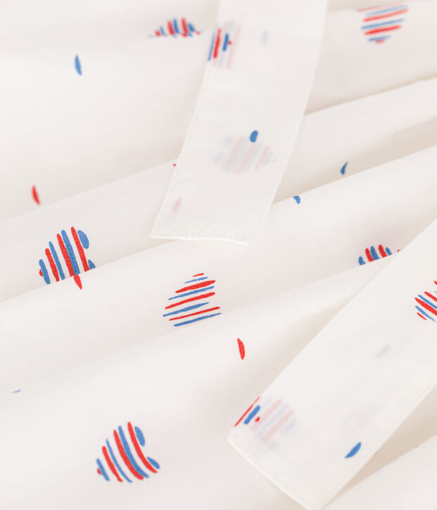 Falda infantil de algod&oacute;n con corazones crudo/multicolor