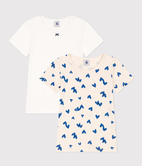 Lote de 2 camisetas de manga corta de algodón con corazón para niña variante 1
