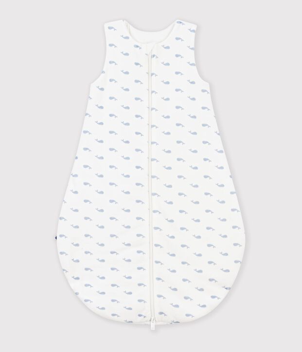 Saco de terciopelo para beb&eacute; con estampado de ballenas TOG 3 azul/azul
