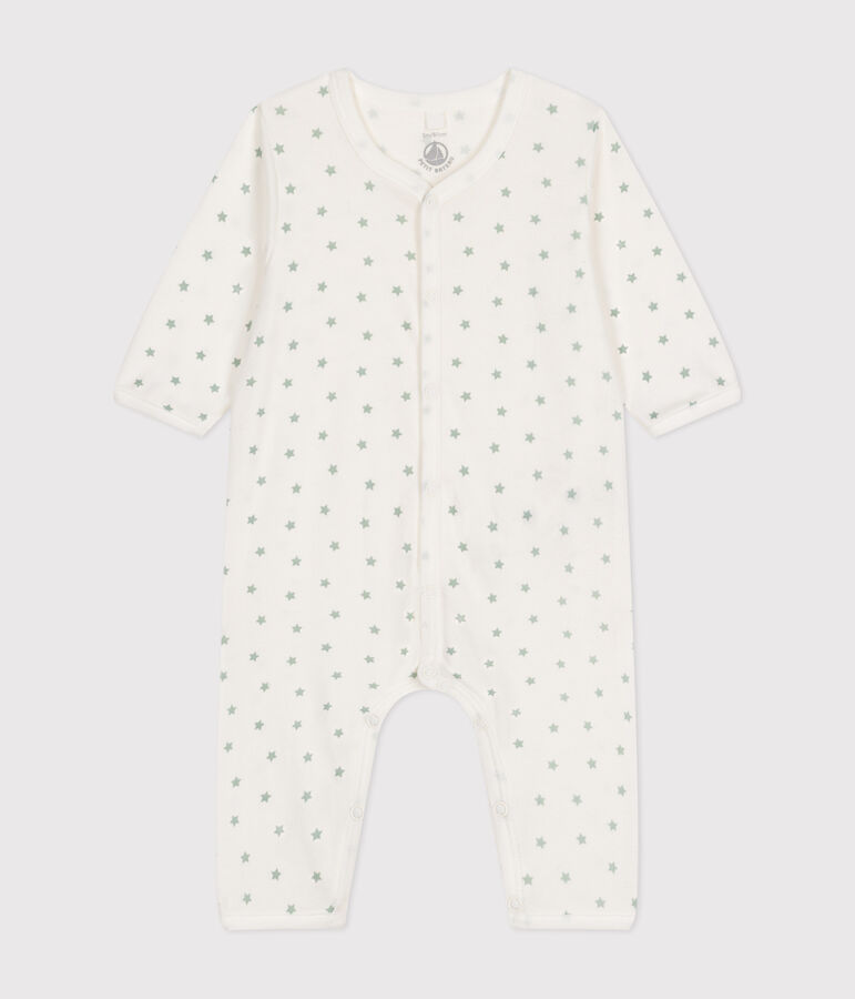 Pijama sin pies de algod&oacute;n para beb&eacute; blanco/verde