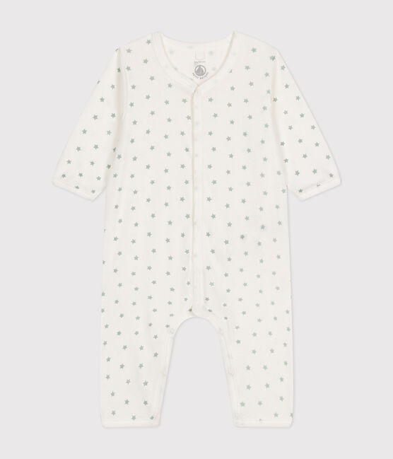 Pijama sin pies de algodón para bebé blanco MARSHMALLOW/ HERBIER