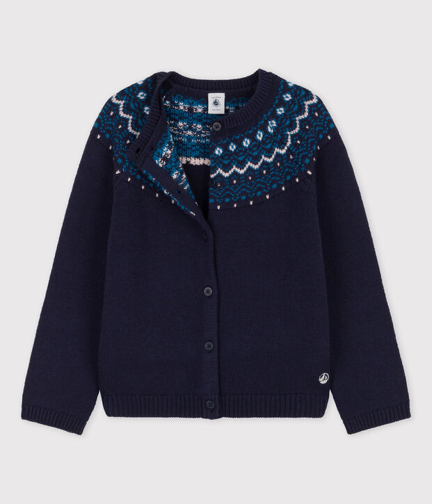 C&aacute;rdigan de lana y algod&oacute;n de ni&ntilde;a azul/multicolor