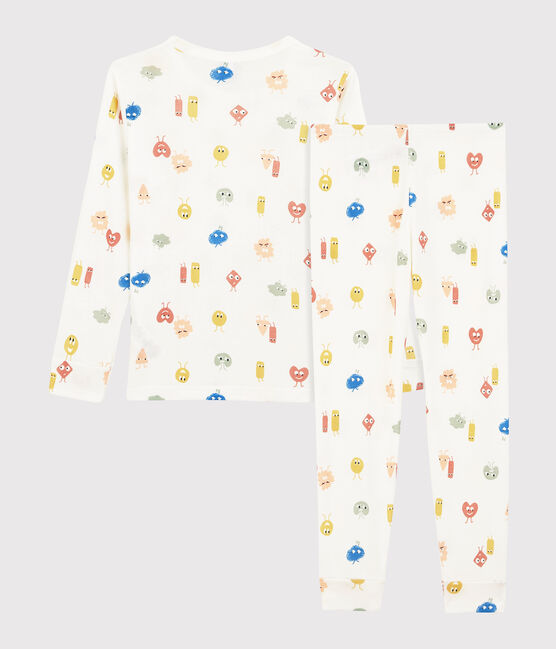 Pijama emociones de algodón y lyocell para niño/niña blanco MARSHMALLOW/blanco MULTICO