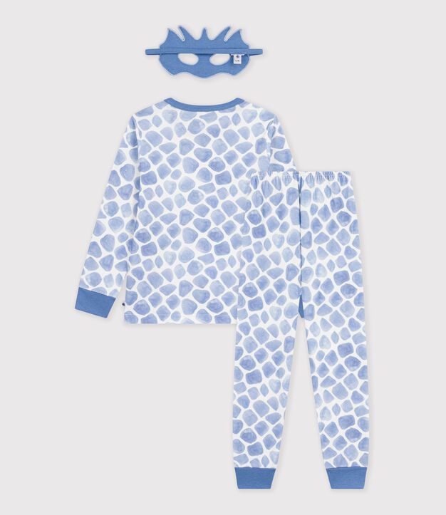 Pijama tipo disfraz infantil de algod&oacute;n de drag&oacute;n azul/azul