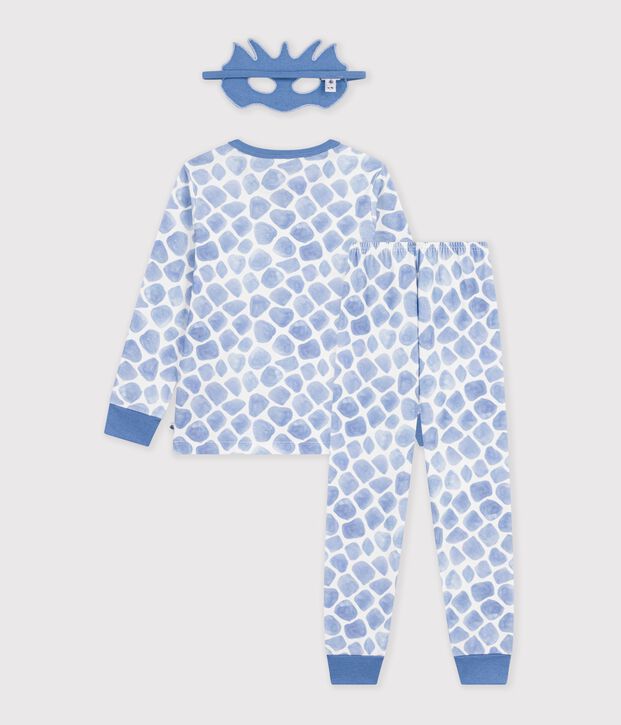Pijama tipo disfraz infantil de algod&oacute;n de drag&oacute;n azul/azul