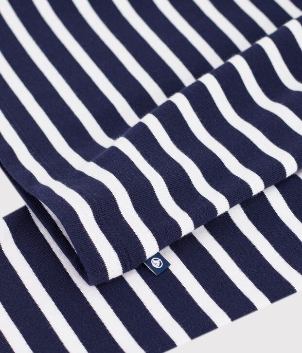 Marinera de algod&oacute;n de manga larga para mujer azul/blanco