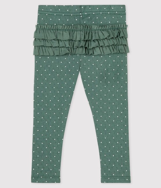 Leggings estampados de algodón de bebé niña verde VALLEE/blanco MARSHMALLOW