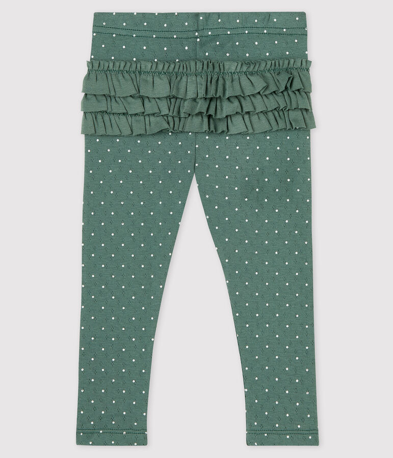 Leggings estampados de algod&oacute;n de beb&eacute; ni&ntilde;a verde/blanco