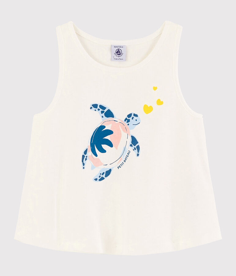 Camiseta de tirantes de algod&oacute;n de ni&ntilde;a blanco