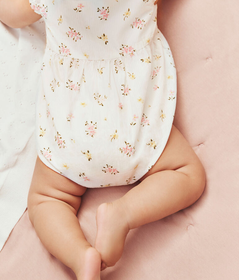 Pelele de algod&oacute;n con estampado de flores para beb&eacute; blanco/multicolor