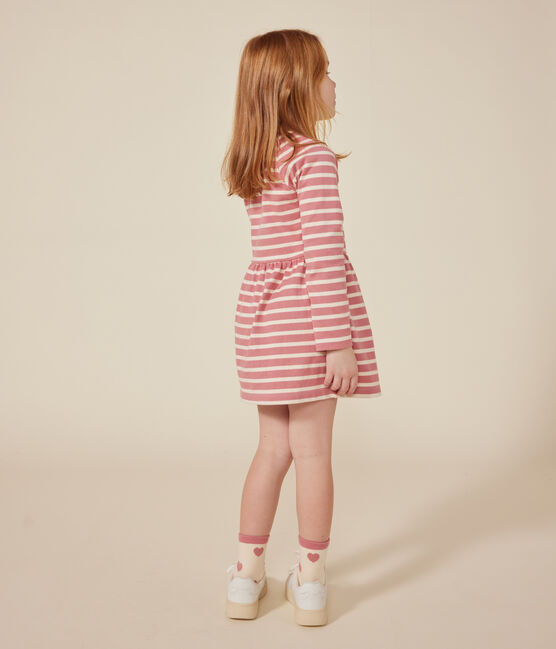 Vestido de manga larga de algodón grueso para niña rosa ROSEWOOD/ AVALANCHE
