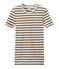 Camiseta de mujer en canalé original de rayas marron SHITAKE/blanco MARSHMALLOW