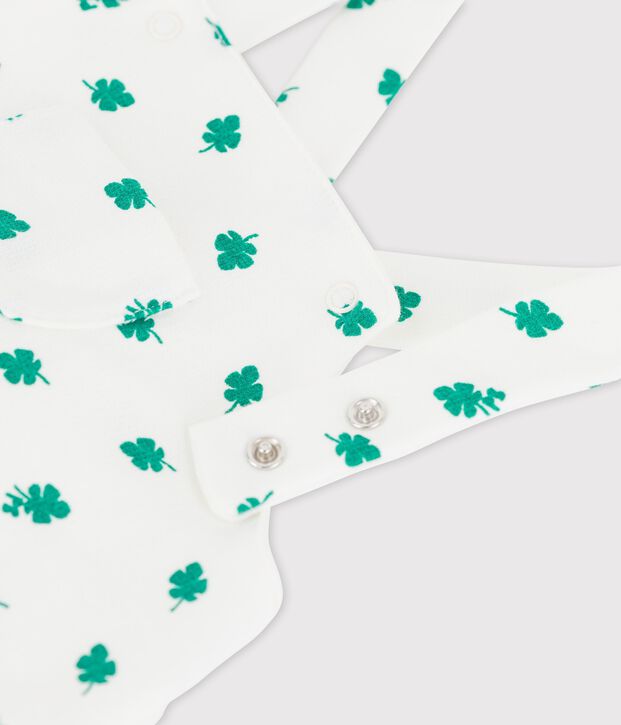 Peto corto con estampado vegetal de mulet&oacute;n ecol&oacute;gico de beb&eacute; blanco/verde