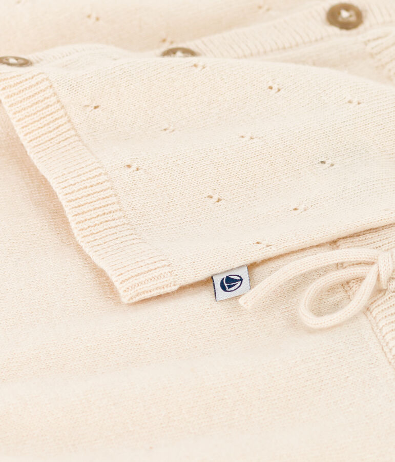 Conjunto de punto tricotado de lana y algod&oacute;n para beb&eacute; crudo