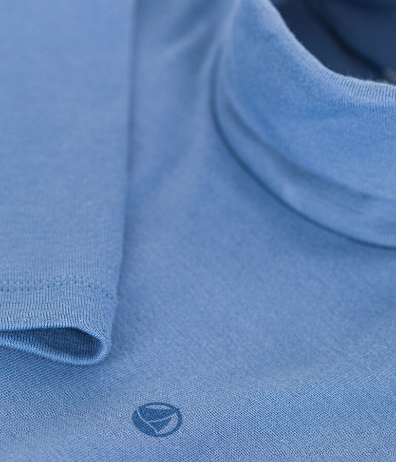 Camiseta de cuello alto de algod&oacute;n para ni&ntilde;o/a azul