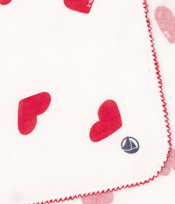 MUSELINA DE GASA DE ALGODÓN CON CORAZÓN PARA BEBÉ blanco MARSHMALLOW/rojo TERKUIT