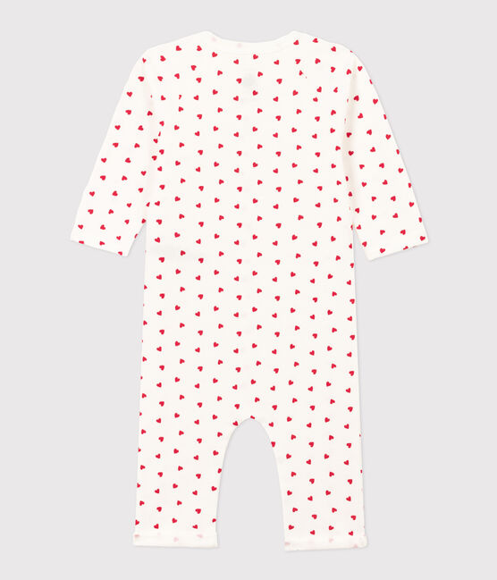 Mono largo de muletón con corazoncito para bebé blanco MARSHMALLOW/rojo PEPS