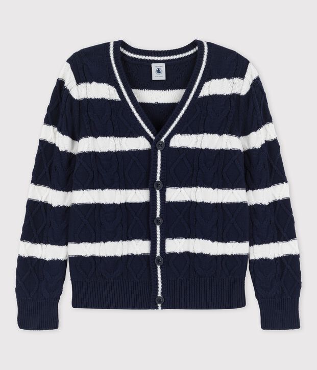 C&aacute;rdigan de algod&oacute;n para ni&ntilde;o azul/blanco