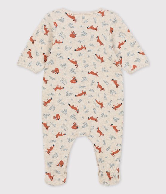 Pelele estampado de terciopelo orgánico para bebé beige MONTELIMAR/gris MARSHMALLOW