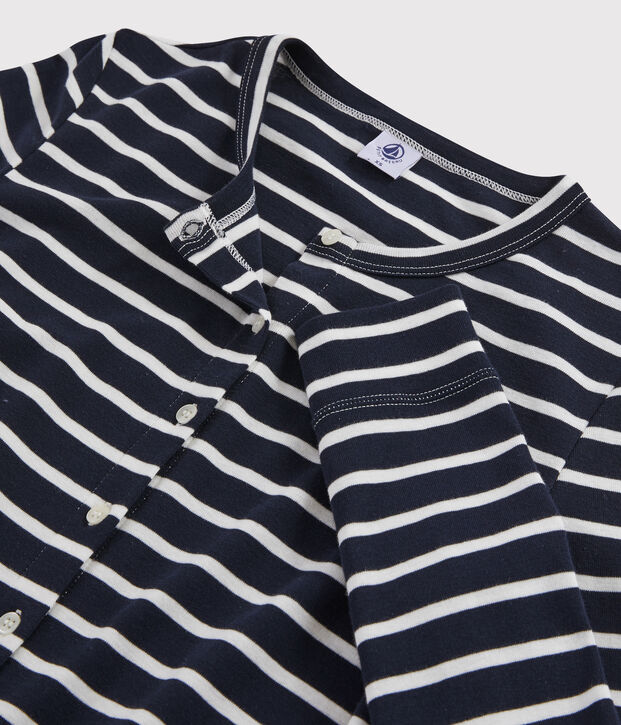 C&aacute;rdigan ic&oacute;nico para mujer azul/blanco