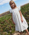 Vestido infantil largo sin mangas de algodón con lunares blanco MARSHMALLOW/blanco MULTICO