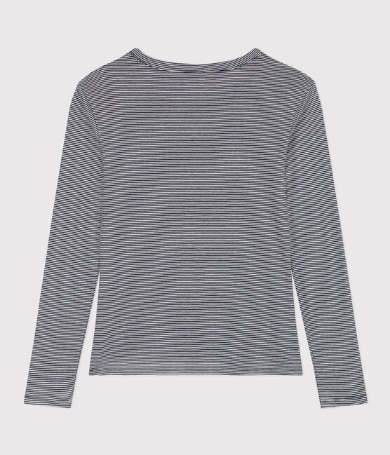 Camiseta Iconique de manga larga de punto a rayas para mujer azul SMOKING/blanco MARSHMALLOW