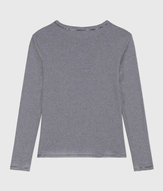 Camiseta Iconique de manga larga de punto a rayas para mujer azul/blanco