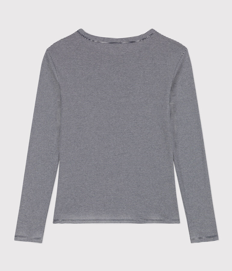 Camiseta Iconique de manga larga de punto a rayas para mujer azul/blanco