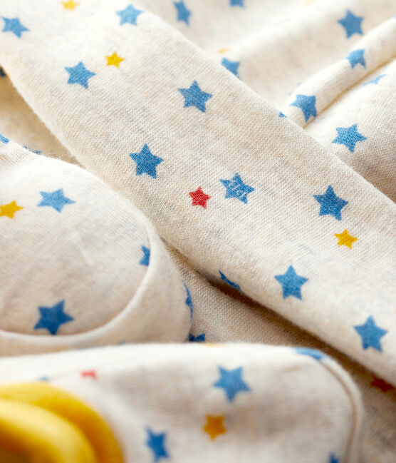 Juego de Gorro de recién nacido y patucos de bebé niño de lana y algodón orgánico beige MONTELIMAR/blanco MULTICO