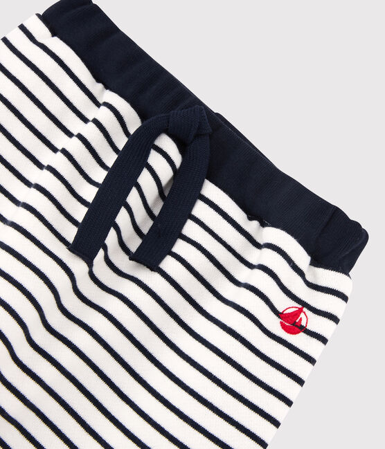 Pantalón de muletón de bebé. blanco MARSHMALLOW/azul SMOKING