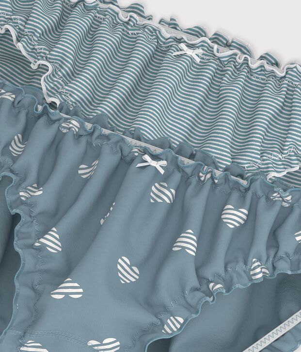 Juego de braguitas de algod&oacute;n con frunces y estampado de coraz&oacute;n para mujer multicolor