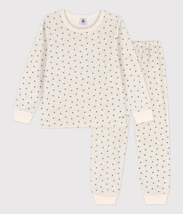 Pijama de terciopelo con motivo de estrella para ni&ntilde;o/ni&ntilde;a beige/gris