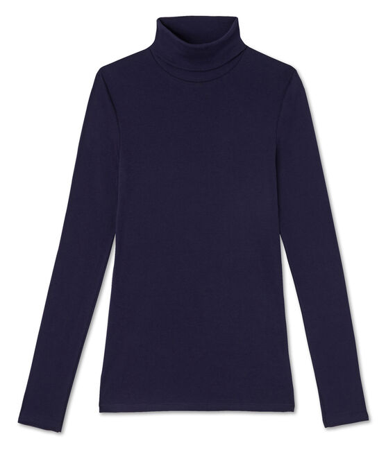 Cuello alto de mujer en algodón ligero azul Soir