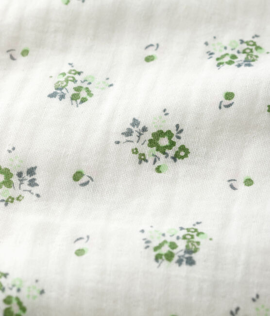 Muselina de flores en gasa de algodón de bebé blanco MARSHMALLOW/blanco MULTICO