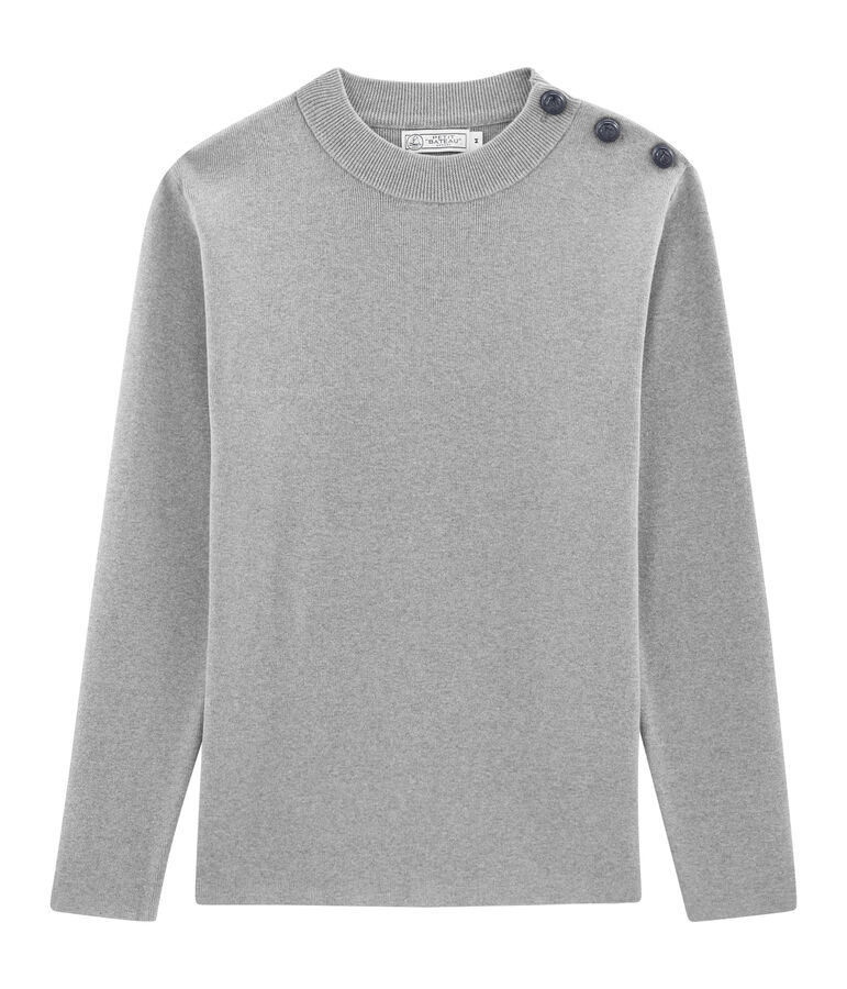 Jersey azul marino para hombre liso gris