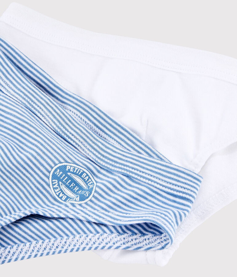 Lote de 2 slips de mil rayas azules de algod&oacute;n ecol&oacute;gico de ni&ntilde;o multicolor