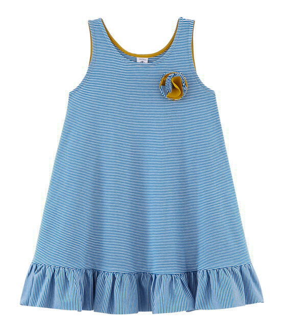 Vestido infantil para niña azul RIYADH/blanco MARSHMALLOW