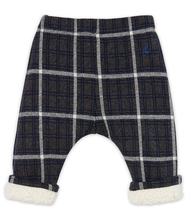 Pantal&oacute;n de cuadros con forro de sherpa para beb&eacute; ni&ntilde;o gris/multicolor