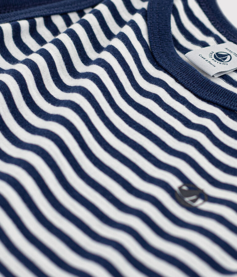 Vestido sin mangas de algod&oacute;n a rayas para ni&ntilde;a azul/blanco