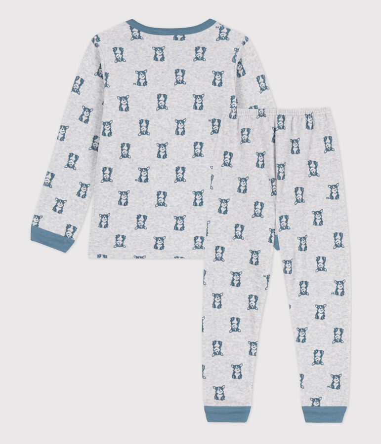 Pijama de terciopelo para ni&ntilde;o/ni&ntilde;a gris/azul