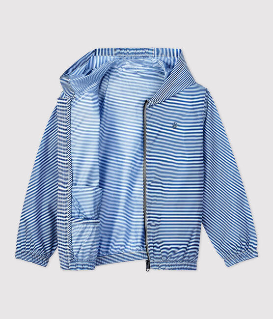 Cortavientos de poliéster reciclado de niño azul SURF/blanco MARSHMALLOW