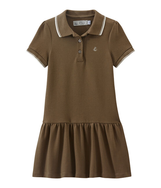 Vestido para niña de manga corta marron SHITAKE