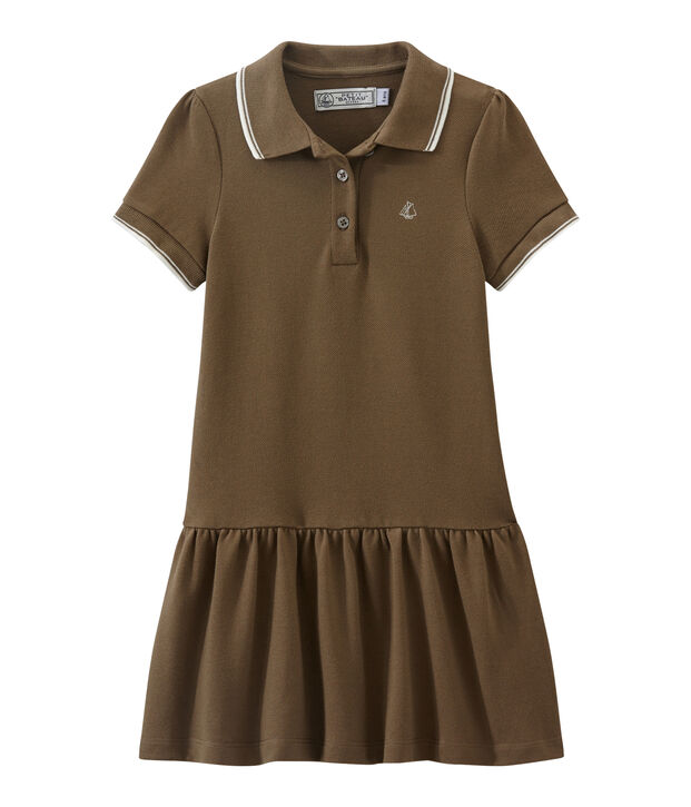 Vestido para ni&ntilde;a de manga corta marron
