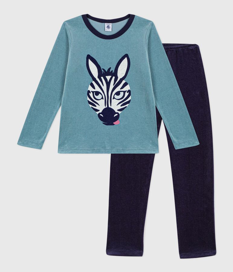 Pijama infantil de terciopelo azul/azul