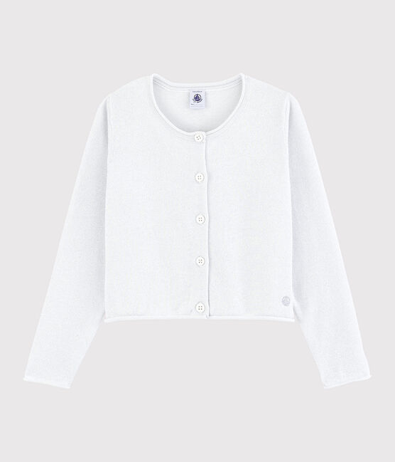 Cárdigan de algodón para niña blanco MARSHMALLOW/gris ARGENT