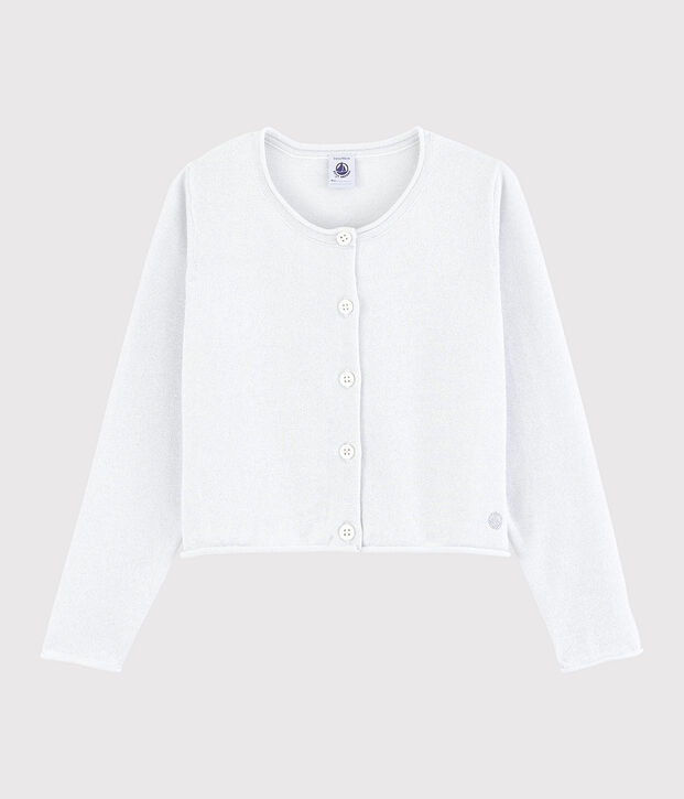 C&aacute;rdigan de algod&oacute;n para ni&ntilde;a blanco/gris