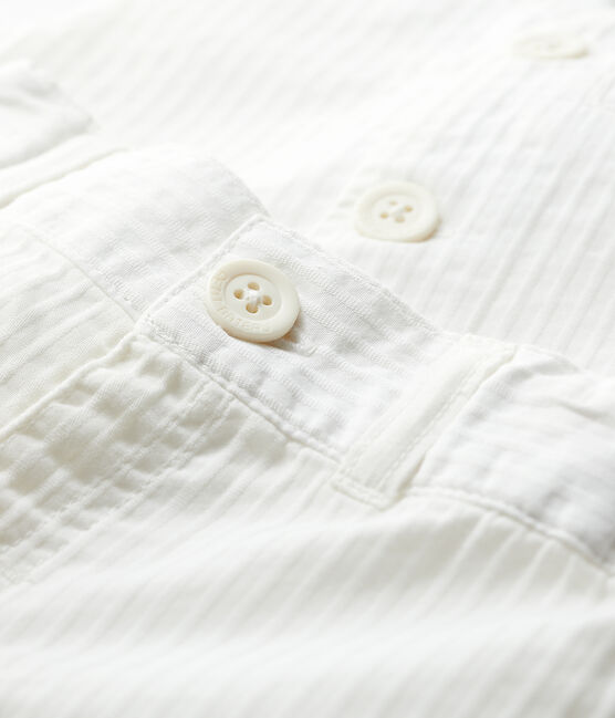 Conjunto de dos piezas de popelina de rayas de bebé niño blanco MARSHMALLOW/blanco MULTICO