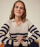 Jersey de lana de algodón para mujer blanco AVALANCHE/azul SMOKING
