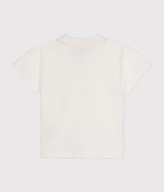 Polo de manga corta de algodón para bebé blanco MARSHMALLOW